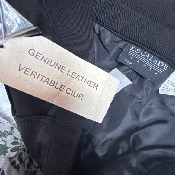 New Escalade Paris Womens High Rise Black Leather/Fabric Pants XL Elastic Waist - Picture 5 of 10